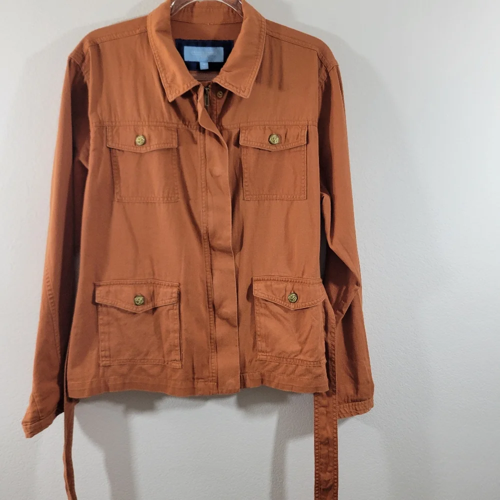 DRAPER JAMES RSVP Cinnamon casual cotton twill belted field utility jacket